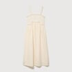 Robe en coton &agrave; bretelles col carr&eacute; ivoire femme