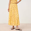 Jupe longue &eacute;vas&eacute;e fluide jaune femme