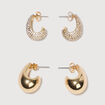 Lot de 2 paires de boucles d'oreilles couleur or femme
