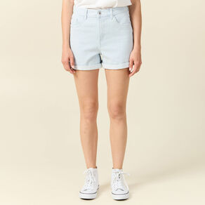 short mom en jean denim bleach femme Short mom en jean denim bleach femme