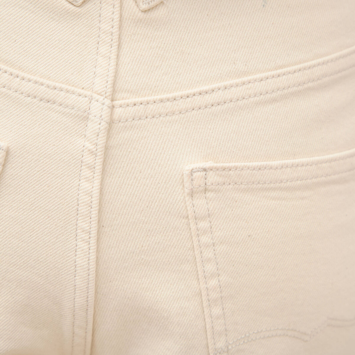 Jeans straight 7/8&egrave;me taille haute ecru femme