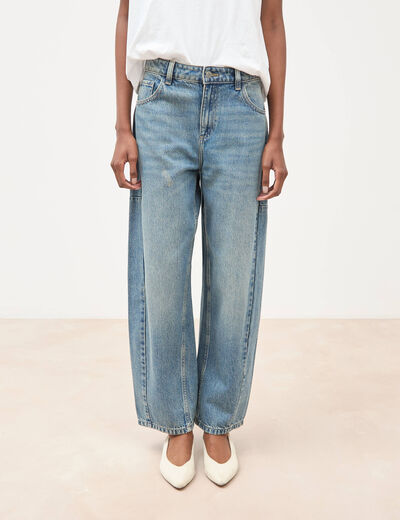 Jeans barrel taille standard bleu femme