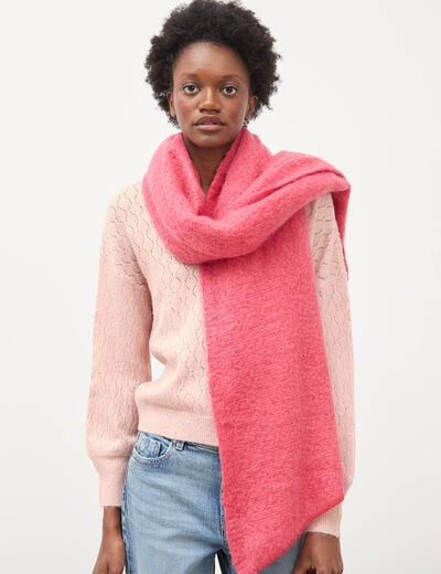 &Eacute;charpe maille duveteuse rose cerise femme