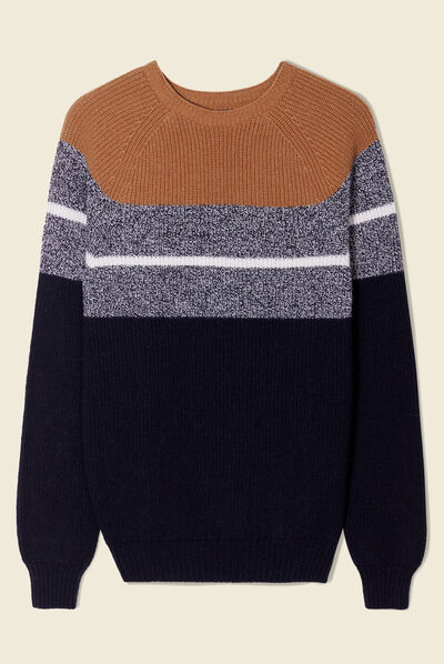 Pull manches longues marron homme