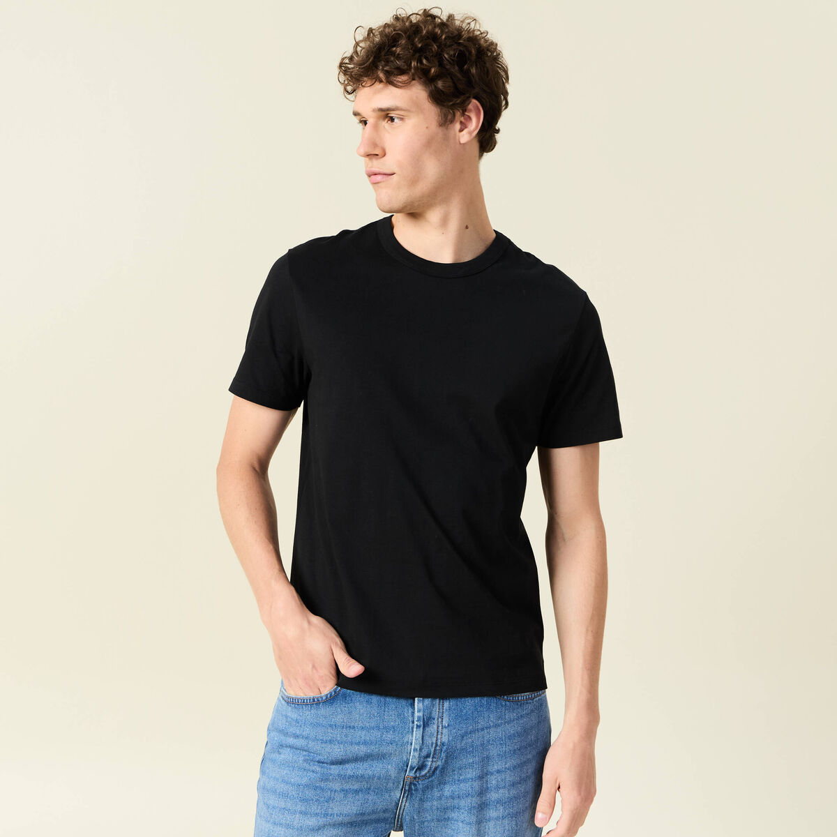 T-shirt en coton manches courtes noir homme