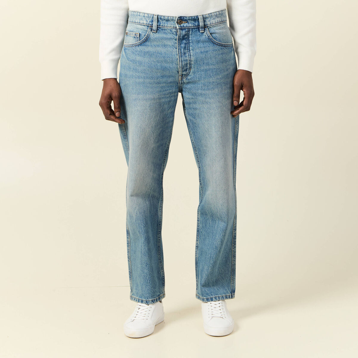 Jeans relax 5 poches denim dirty homme