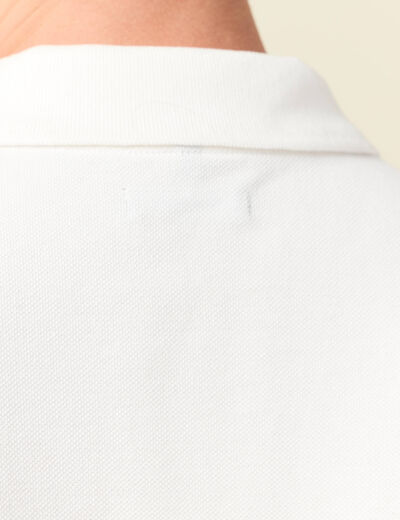 Polo manches longues en coton ecru homme