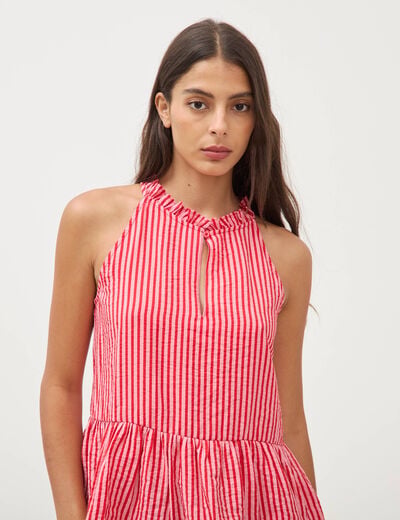 Top droit manches courtes rouge femme
