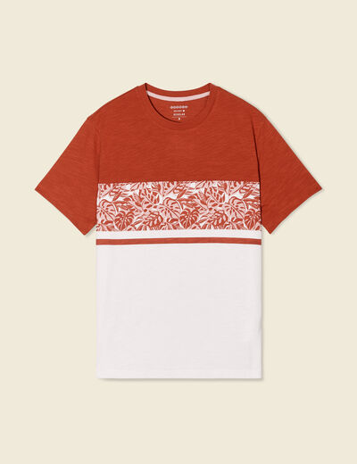 T-shirt en coton manches courtes ecru homme
