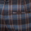 Pantalon flare &agrave; carreaux taille haute bleu gris femme
