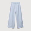 Pantalon large taille haute ceinture bleu ciel femme
