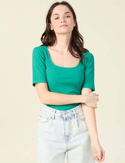 T-shirt éco-responsable vert turquoise femme