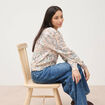 Pull col bateau manches longues ecru femme