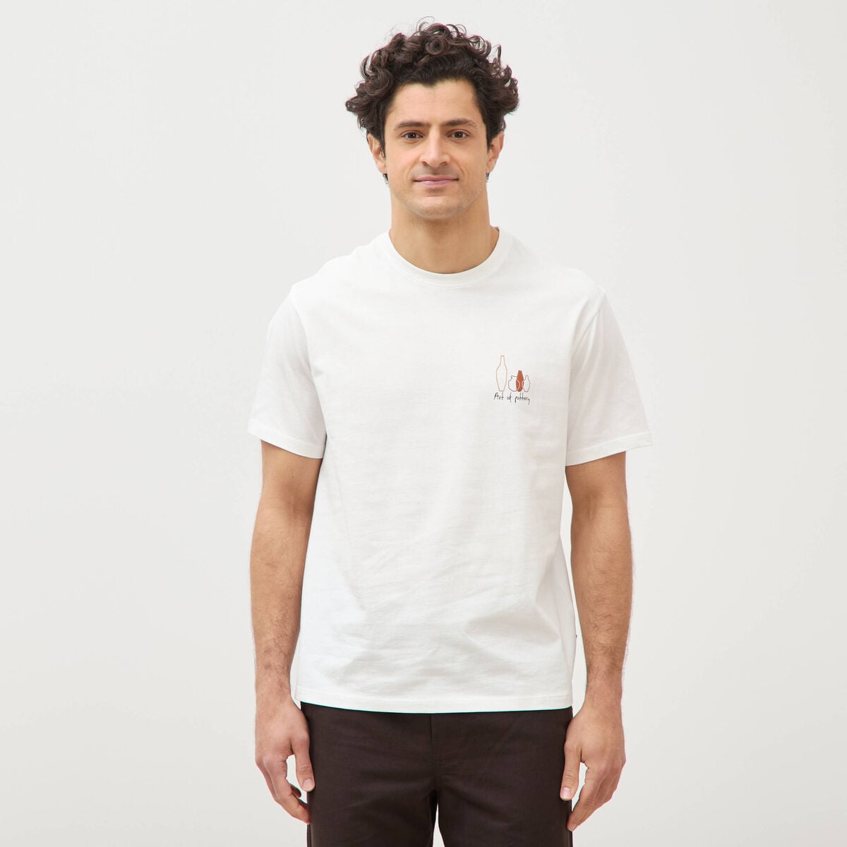 T-shirt en coton ecru homme