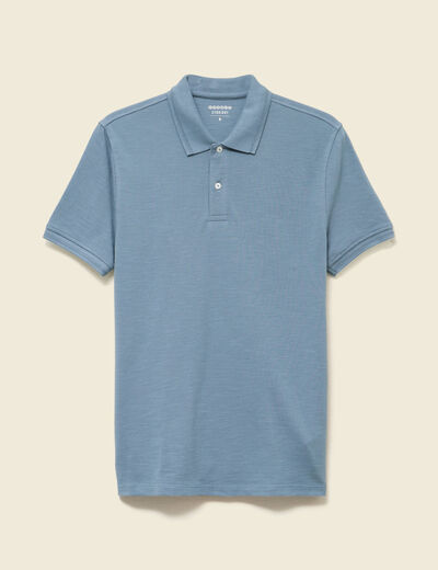 Polo cintré manches courtes en coton bleu foncé homme