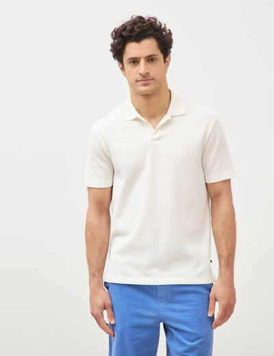 Polo droit col polo manches courtes ecru homme