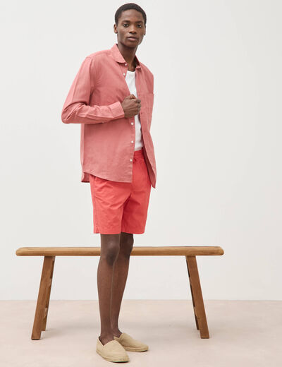Bermuda en coton rouge corail homme