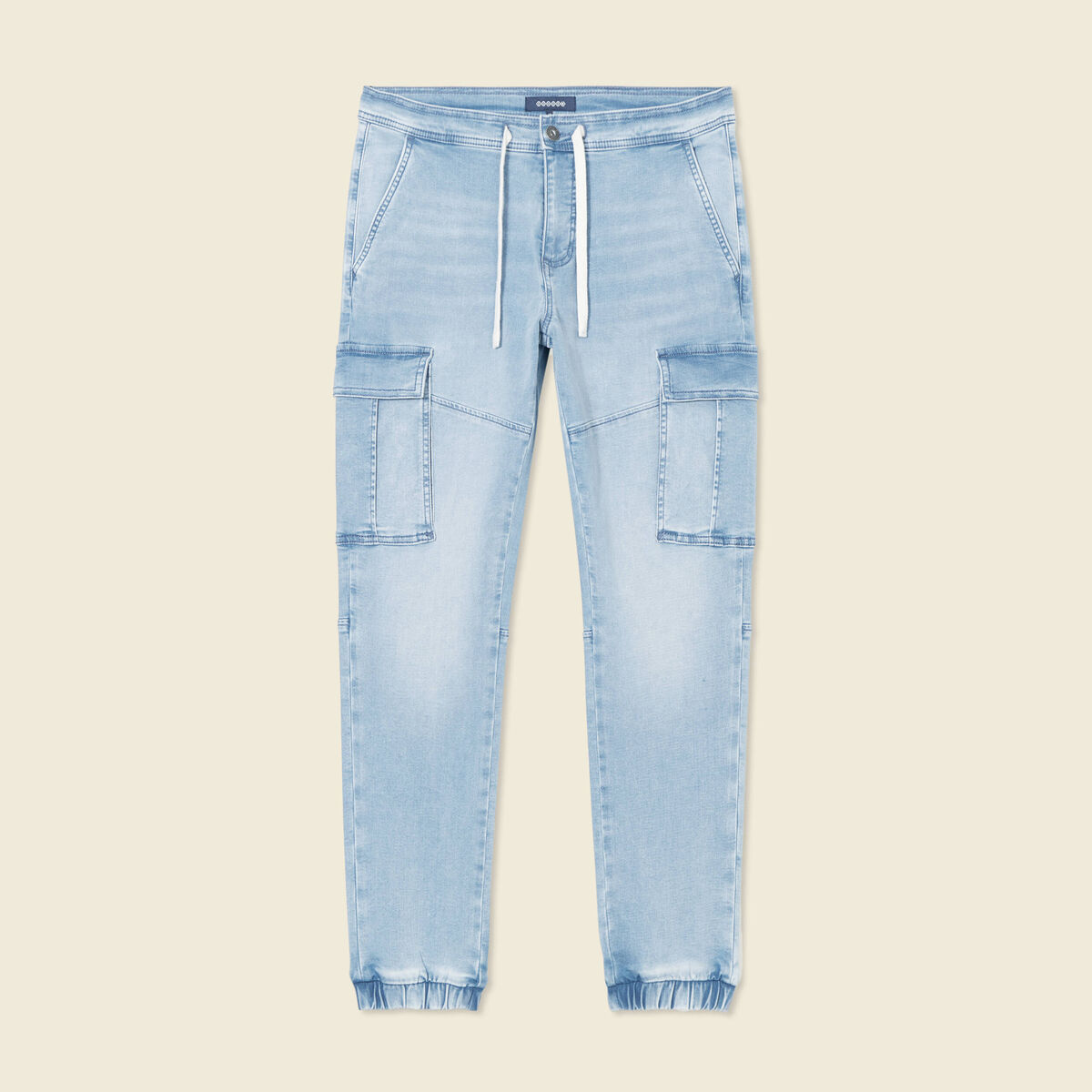 Jeans battle &agrave; coulisse denim bleach homme