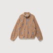 Sweat bouclette sherpa col montant taupe femme