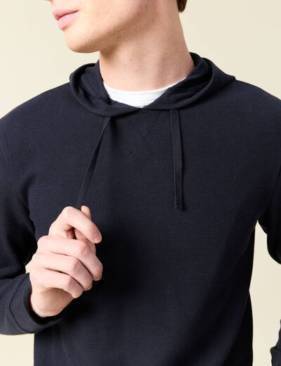 T-shirt à capuche bleu marine homme
