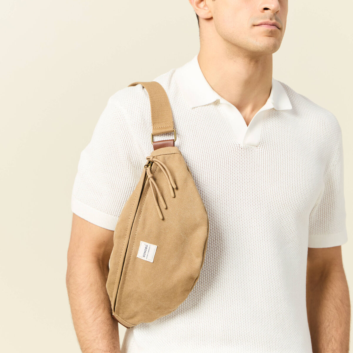 Sac banane beige homme