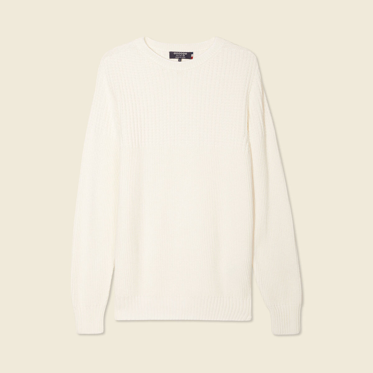 Pull manches longues fabriqué en France ecru homme