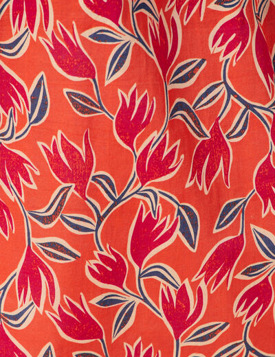 Chemise en coton manches courtes orange femme