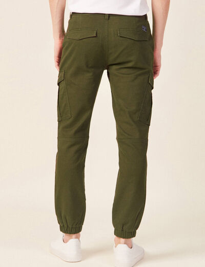 Pantalon cargo taille à cordon vert kaki homme