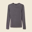 T-shirt cintr&eacute; manches longues col rond gris fonc&eacute; femme