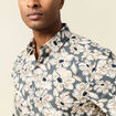 Chemise en coton manches longues beige homme