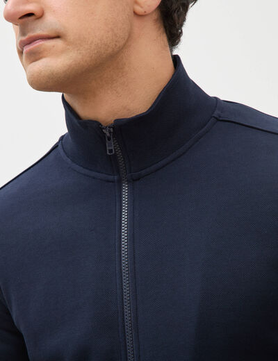 Gilet manches longues col montant bleu marine homme