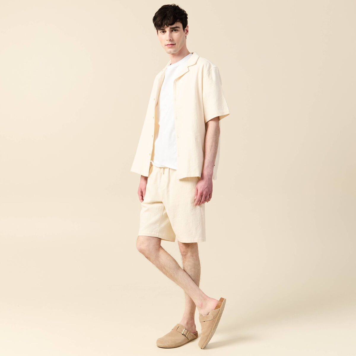 Bermuda droit à coulisse ecru homme