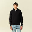 Pull fin col camionneur manches longues noir homme