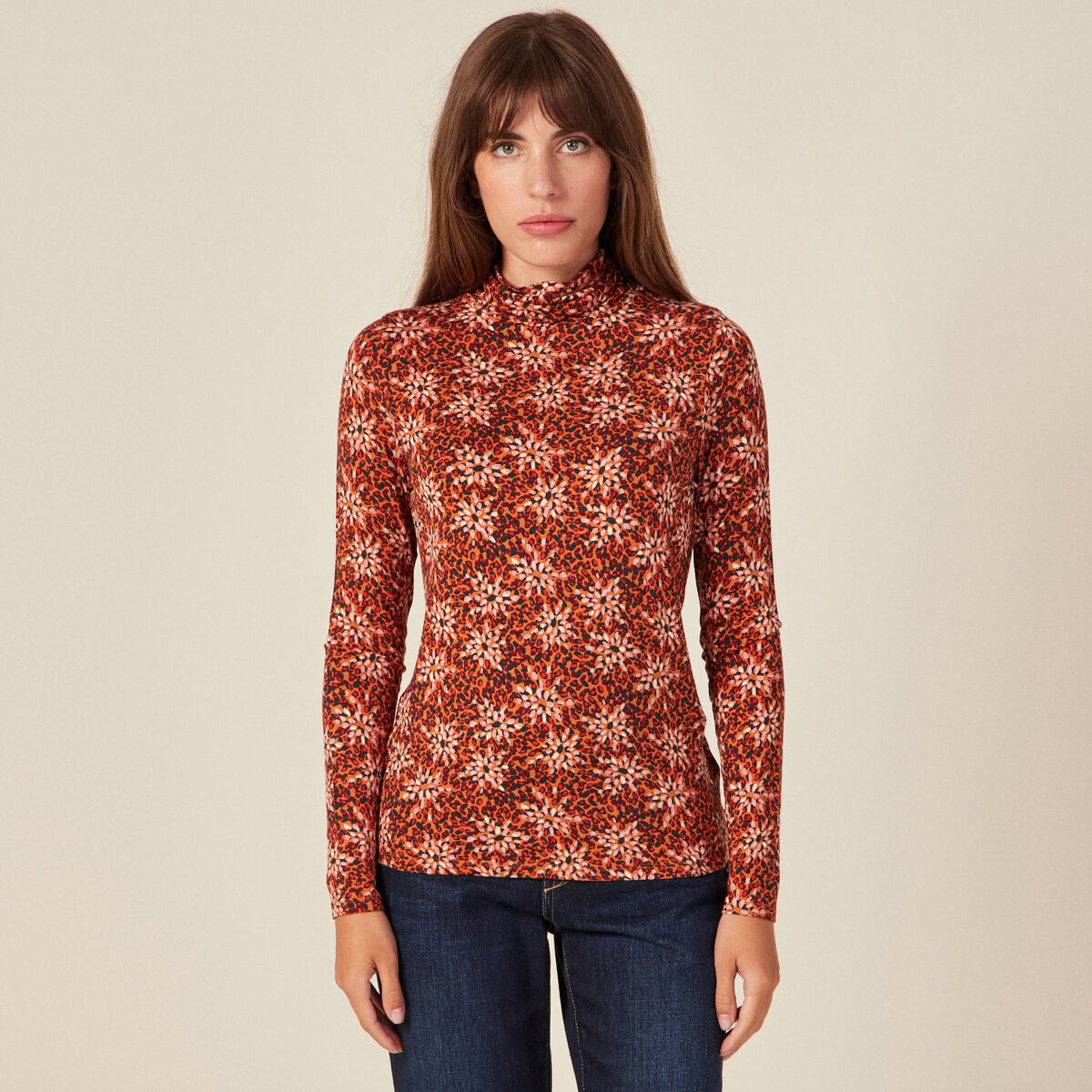 T-shirt manches longues camel femme