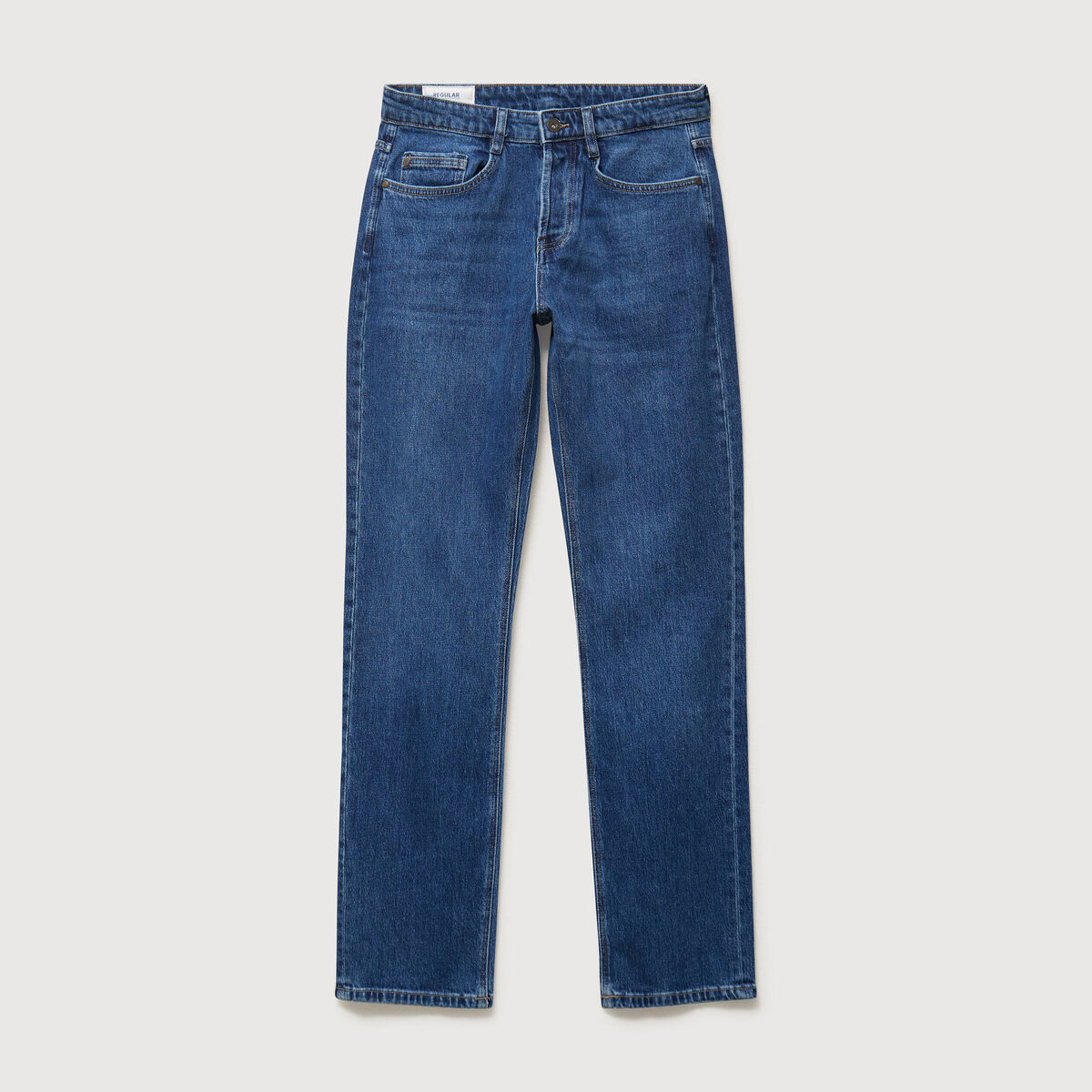 Jeans regular longueur 34 en coton denim stone homme