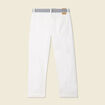 Jeans boyfriend ceinturé denim blanc femme