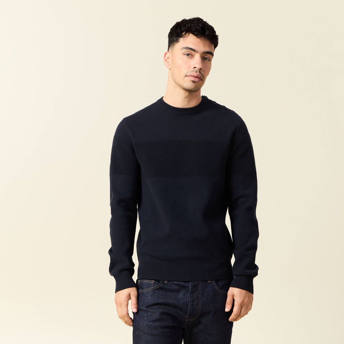 Pull éco-responsable bleu foncé homme