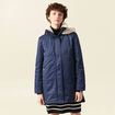Parka droite &agrave; capuche bleu marine femme