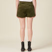 Short droit en velours vert kaki femme