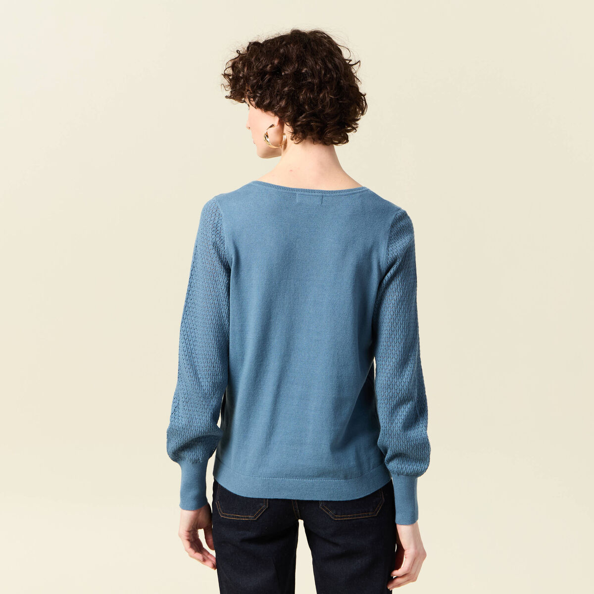 Pull manches longues bleu clair femme