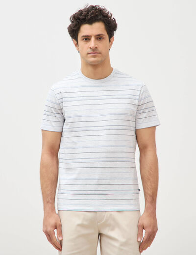 T-shirt cintr&eacute; col rond manches courtes ecru homme