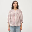 Chemise oversize &agrave; carreaux marron cognac femme