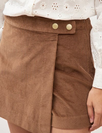 Jupe-short taille haute en velours vieux rose femme