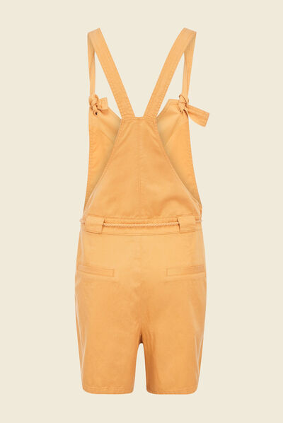 Combishort ceinturée jaune femme
