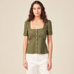 T-shirt manches courtes vert kaki femme