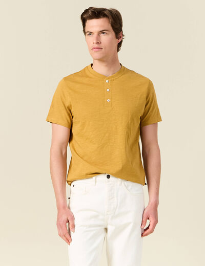 T-shirt éco-responsable jaune moutarde homme