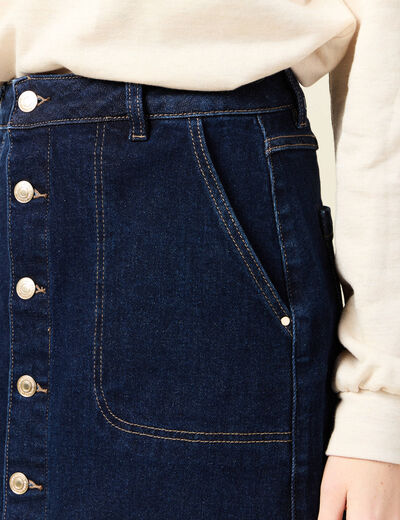 Jupe midi droite en jean denim brut femme