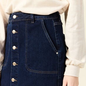 jupe midi droite en jean denim brut femme Jupe midi droite en jean denim brut femme