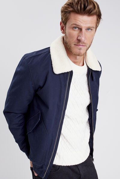 Blouson droit éco-responsable bleu marine homme