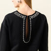 Sweat manches longues perles noir femme